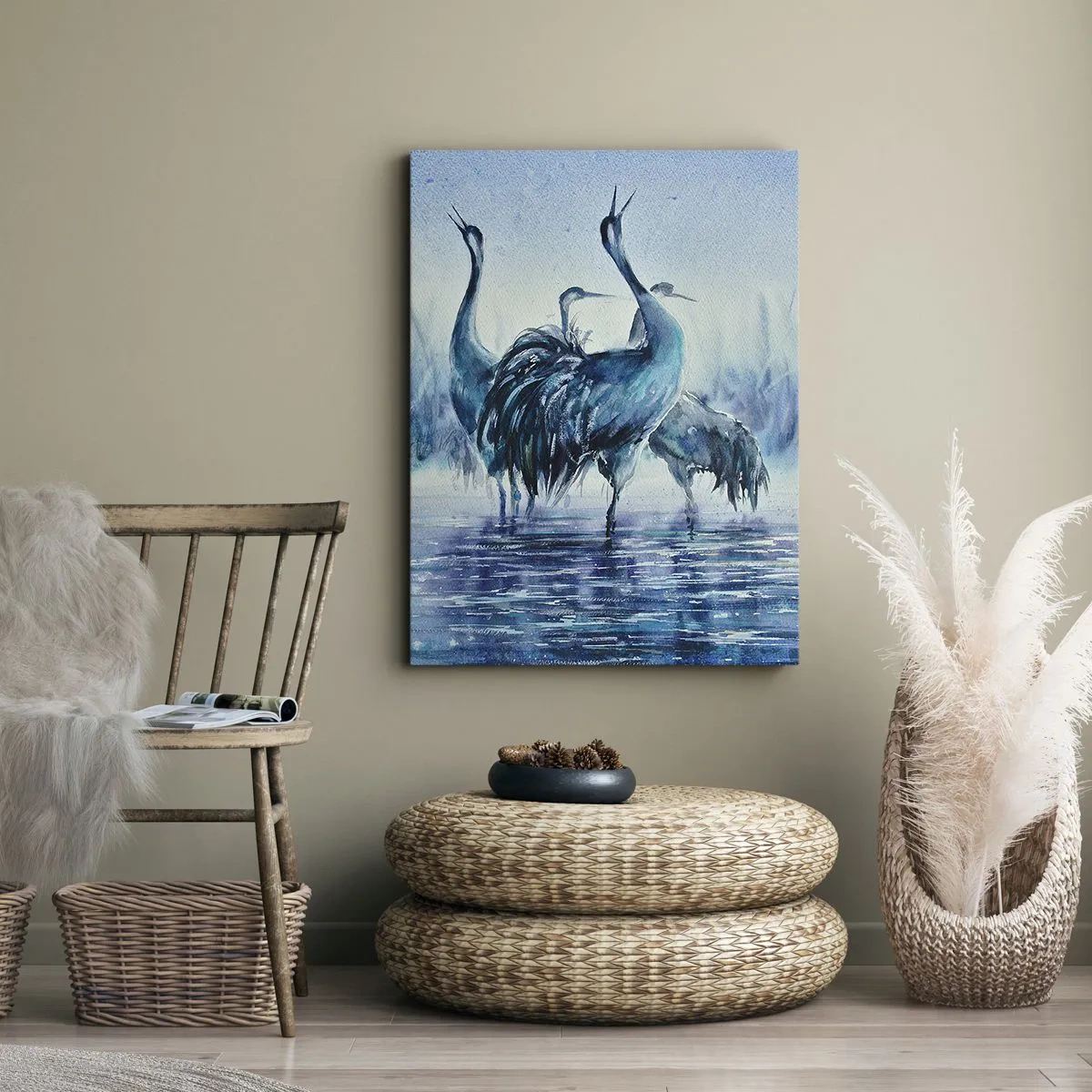 Schilderen op canvas - Ochtendvergadering - 65x120 cm