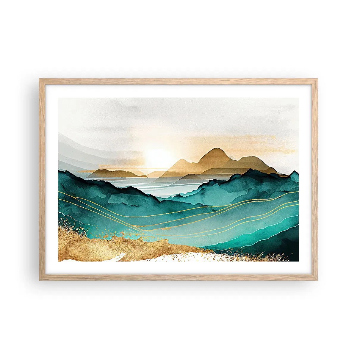 Een poster in een licht eiken lijst - Op de rand van abstractie – landschap - 70x50 cm