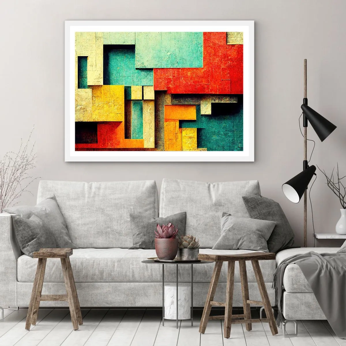 Poster in een witte lijst - Festival van rechte hoeken - 50x40 cm