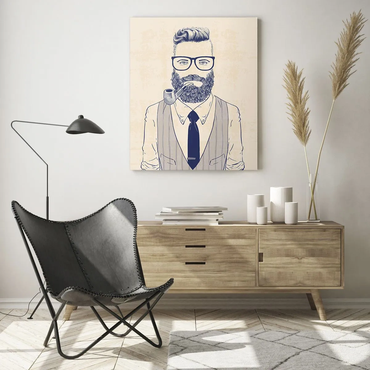 Schilderen op glas - Vrolijk, mannelijk en modieus - 50x70 cm
