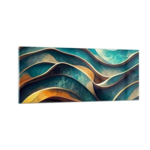 Schilderen op glas - Meanders van blauw - 100x40 cm