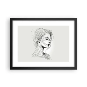 Poster in een zwarte lijst - Portret in gedachten - 40x30 cm