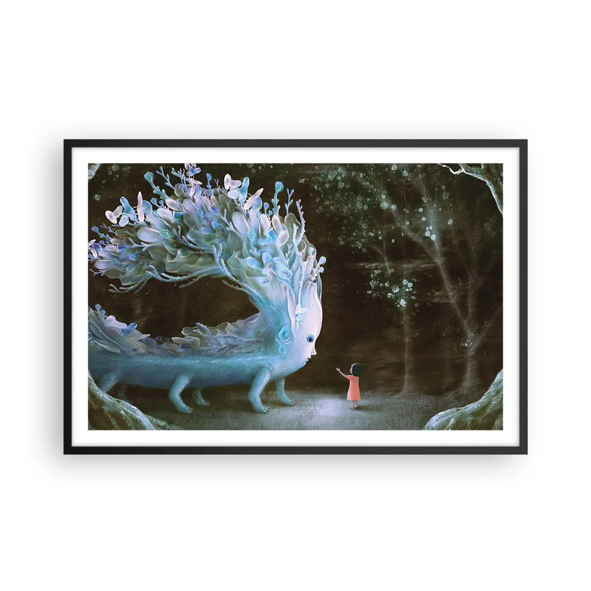 Poster in een zwarte lijst - Fantastische ontmoeting - 91x61 cm