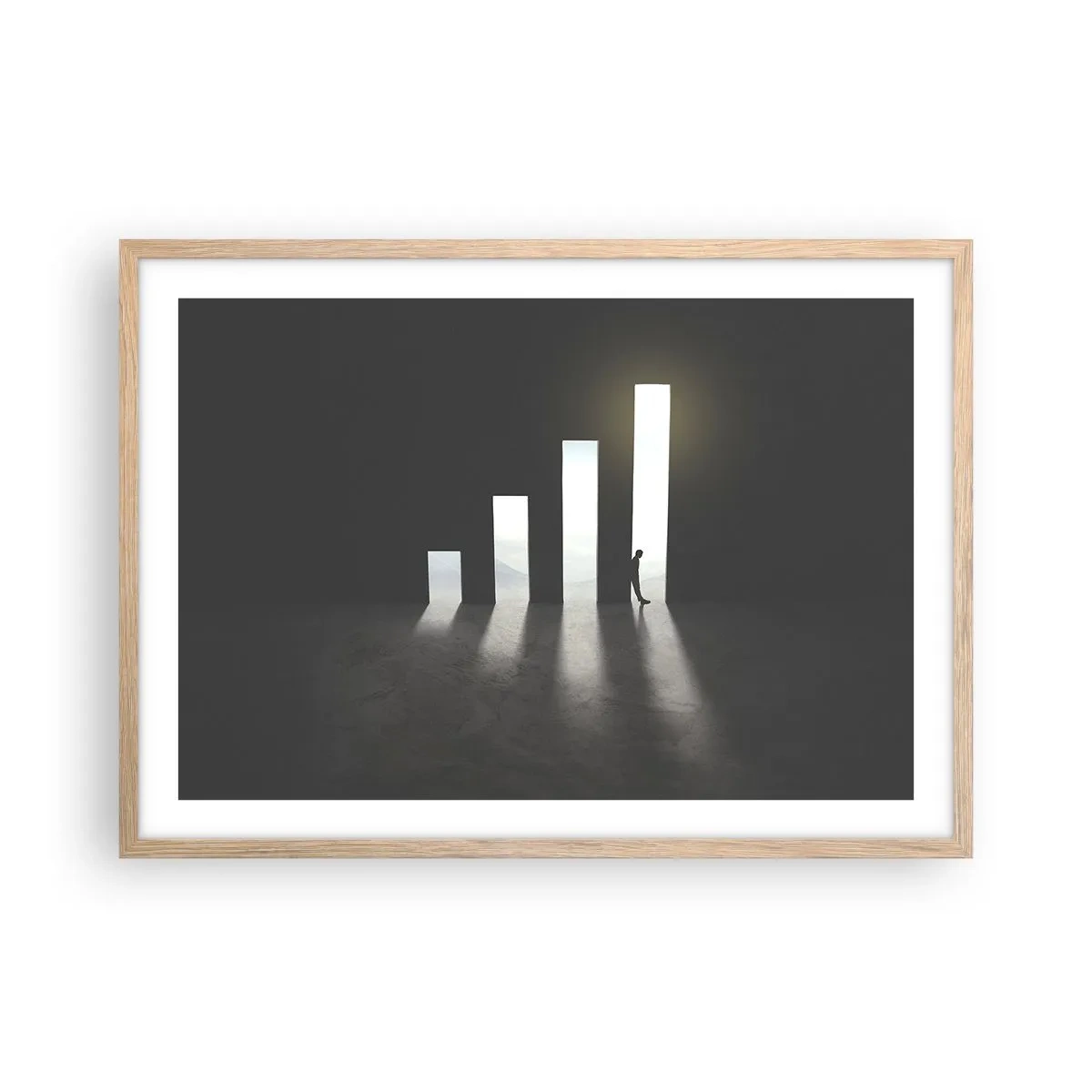 Een poster in een licht eiken lijst - Succes - impressie - 70x50 cm