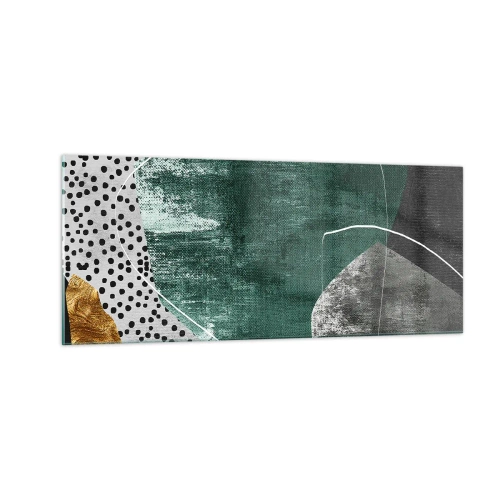 Schilderen op glas - Kleurrijke abstractie met bladgoud - 100x40 cm