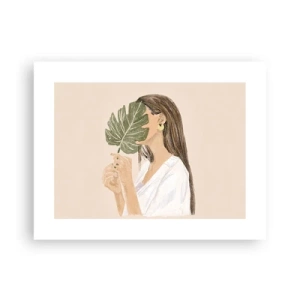 Poster - Mysterieus portret met een waaier - 40x30 cm