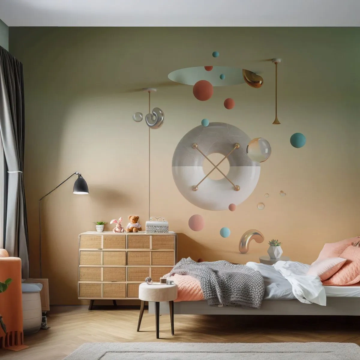 Fotobehang Premium Sand - Er kan van alles gebeuren - Abstractie, Surrealisme, 3D - 100x70 cm
