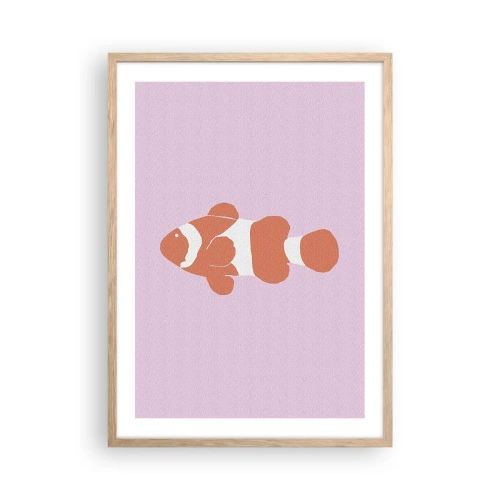 Een poster in een licht eiken lijst - In koraal dat bij haar gezicht en staart past - 50x70 cm