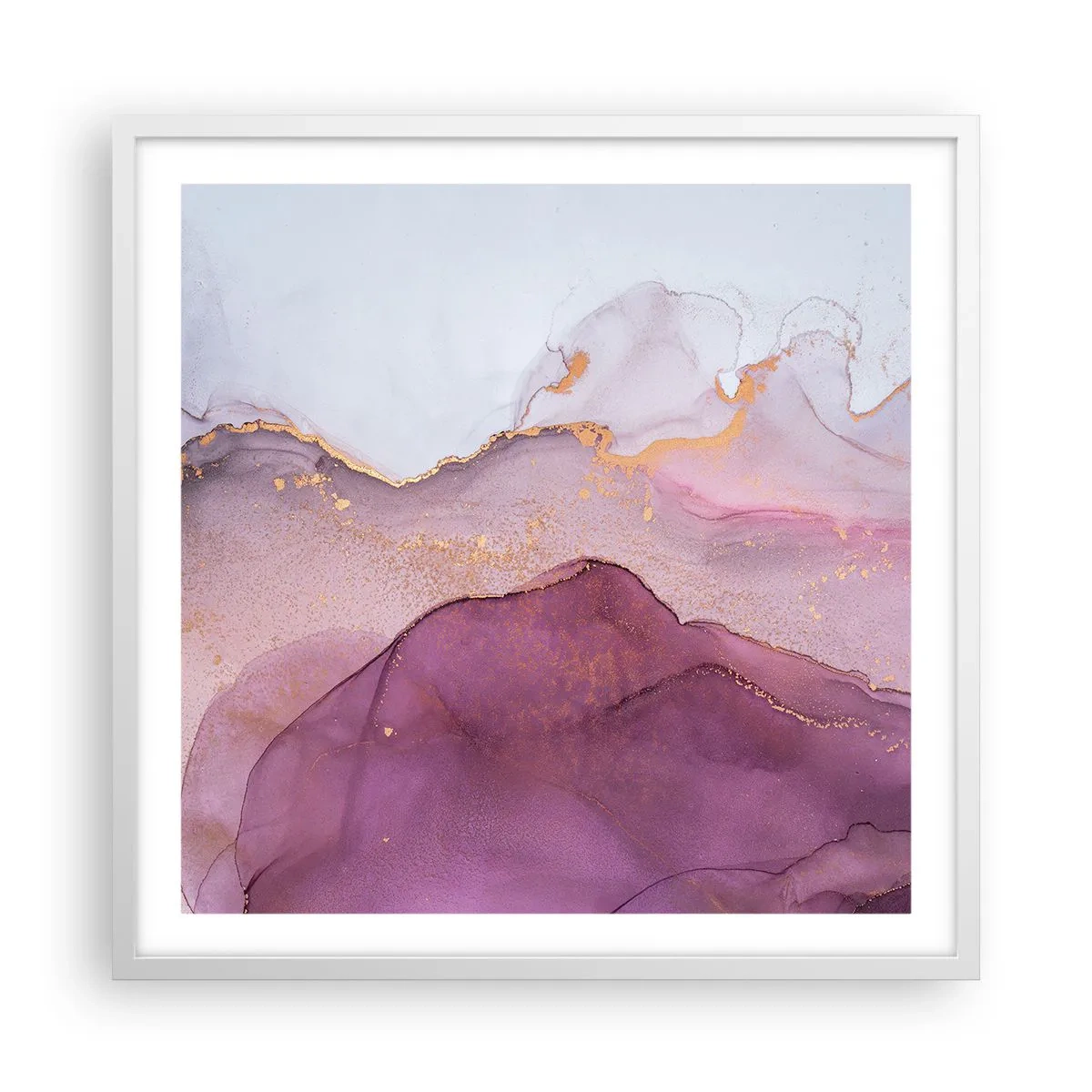 Poster in een witte lijst - Lila en paarse golven - 60x60 cm