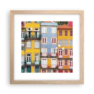 Een poster in een licht eiken lijst - De kleuren van de oude stad - 30x30 cm