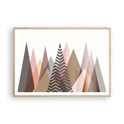 Een poster in een licht eiken lijst - Piramidaal uitzicht - 100x70 cm