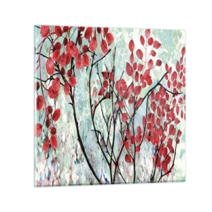 Schilderen op glas - Boom in scharlaken - 60x60 cm
