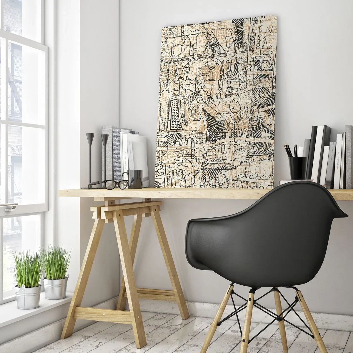 Schilderen op glas - Het wacht om te worden gedecodeerd - 50x70 cm