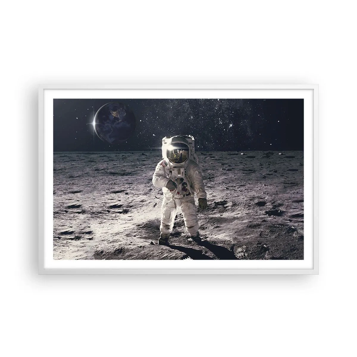 Poster in een witte lijst - Groetjes van de maan - 91x61 cm