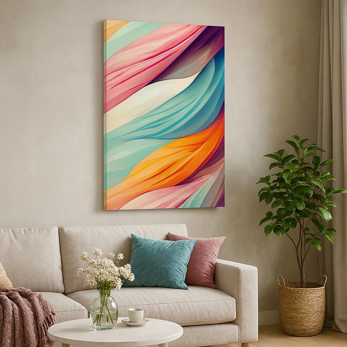 Schilderen op canvas - Regenboog geweven - 50x70 cm