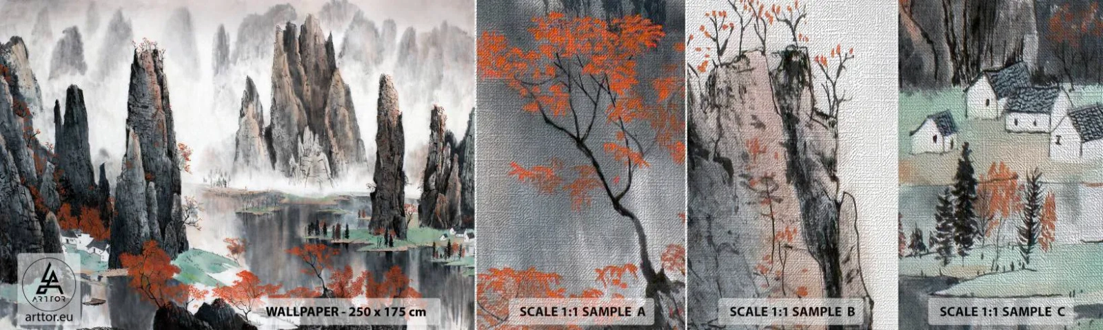 Fotobehang Monster Premium Canvas - Krachtige voogden - Abstractie, Fantasie, Landschap - 100x30 cm