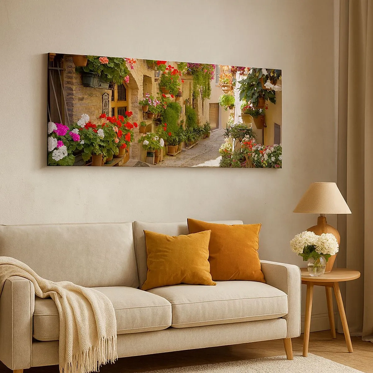 Schilderen op canvas - In de vloed van bloemen - 100x40 cm