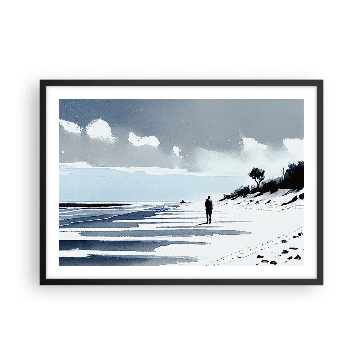 Poster in een zwarte lijst - Alleen - 70x50 cm