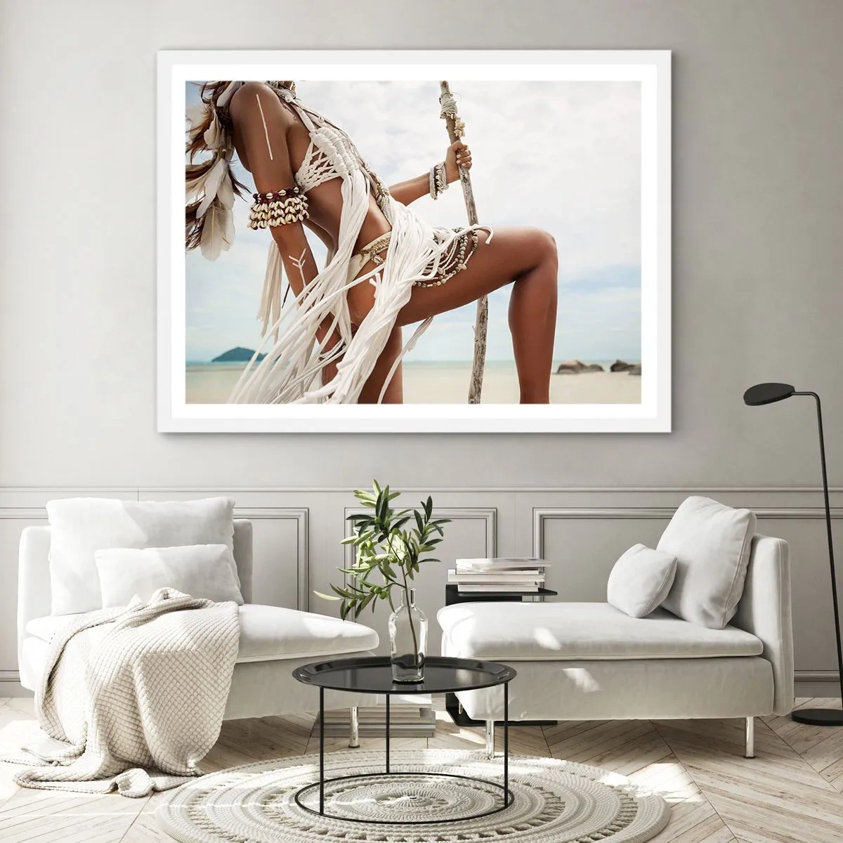 Poster in een witte lijst - Een priesteres van de zon - 40x30 cm