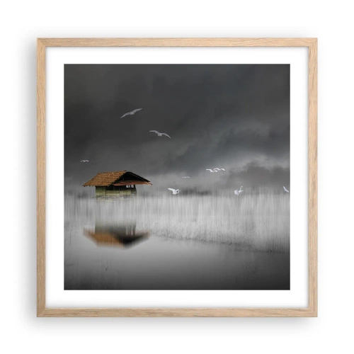 Een poster in een licht eiken lijst - Beschutting tegen regen - 50x50 cm