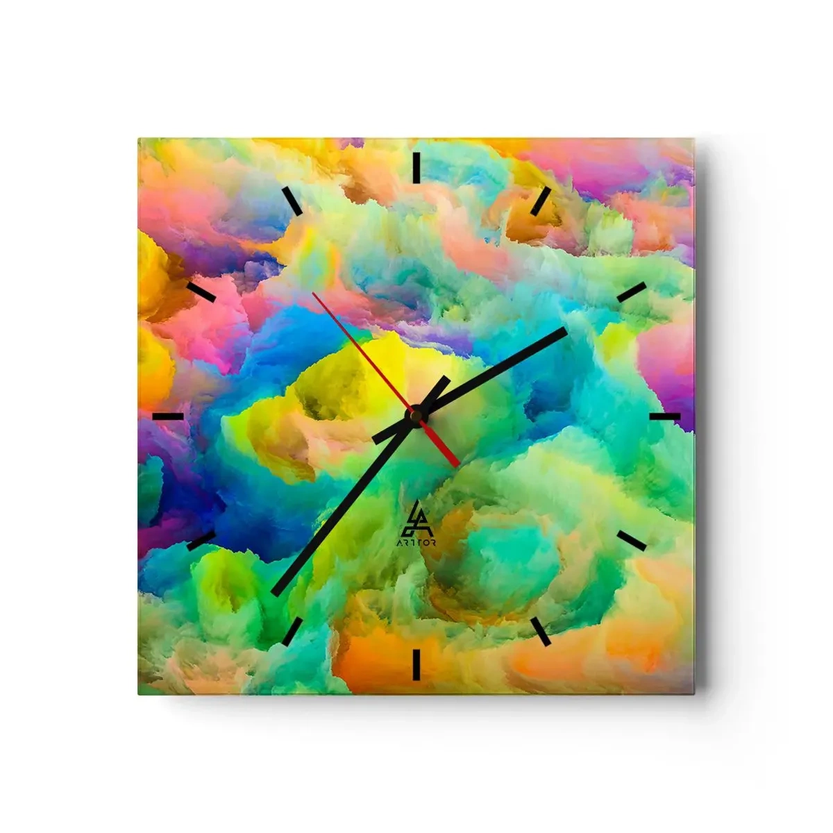 Wandklok - Klok - Regenboog dons - 30x30 cm