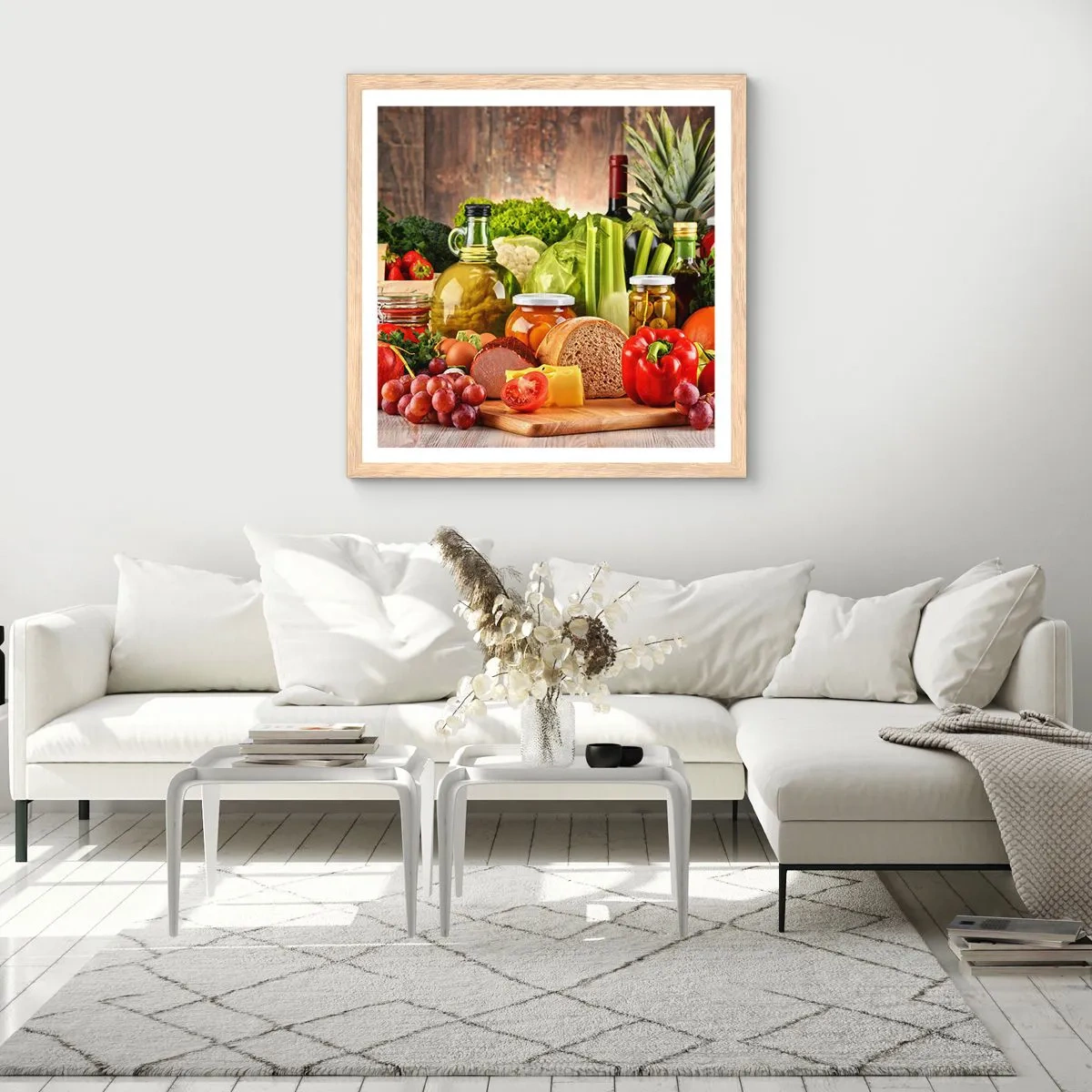 Een poster in een licht eiken lijst - Gerookt, gebakken en gemarineerd - 50x50 cm