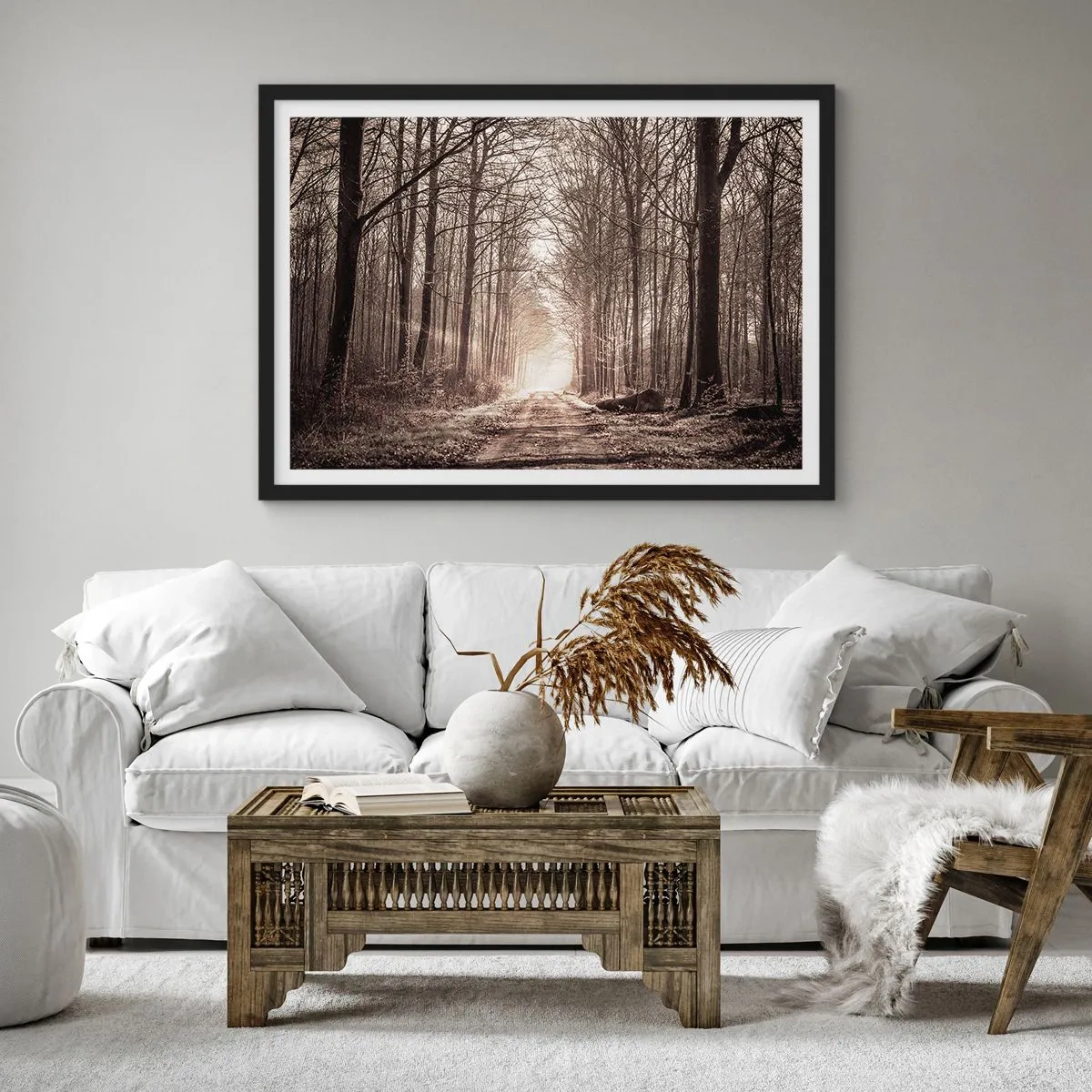 Poster in een zwarte lijst - Boskathedraal - 50x40 cm