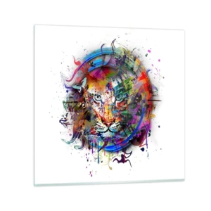 Schilderen op glas - Het schuilt achter een regenboogsluier - 60x60 cm