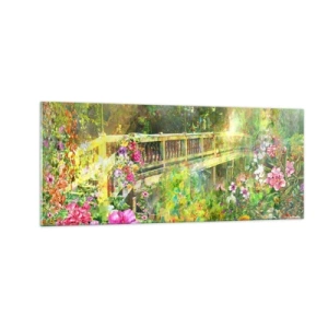 Schilderen op glas - Een brug van lentezuchten - 100x40 cm