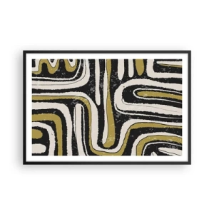 Poster in een zwarte lijst - Compositie: wegen en steegjes - 91x61 cm