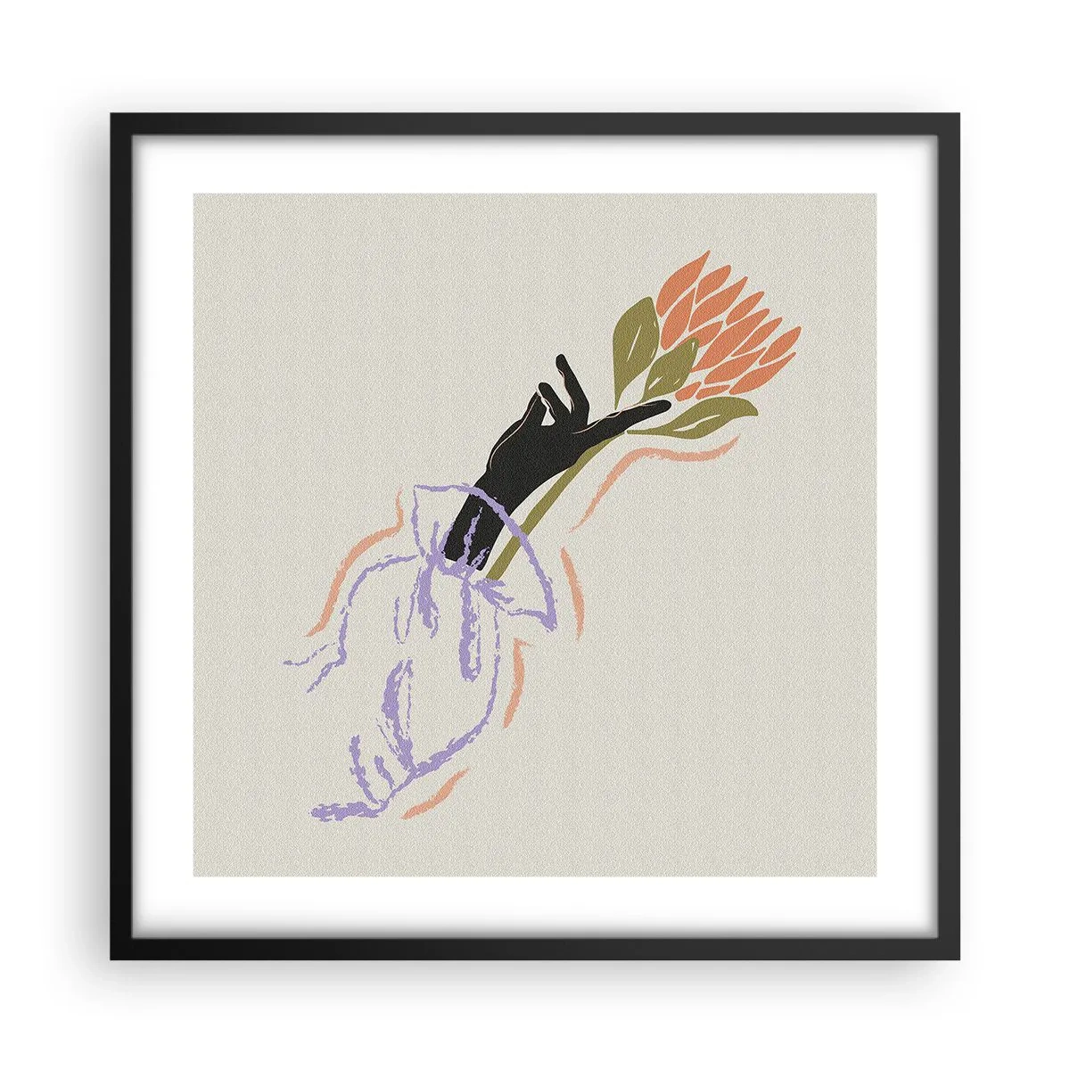 Poster in een zwarte lijst - Zusterlijke aanraking - 50x50 cm