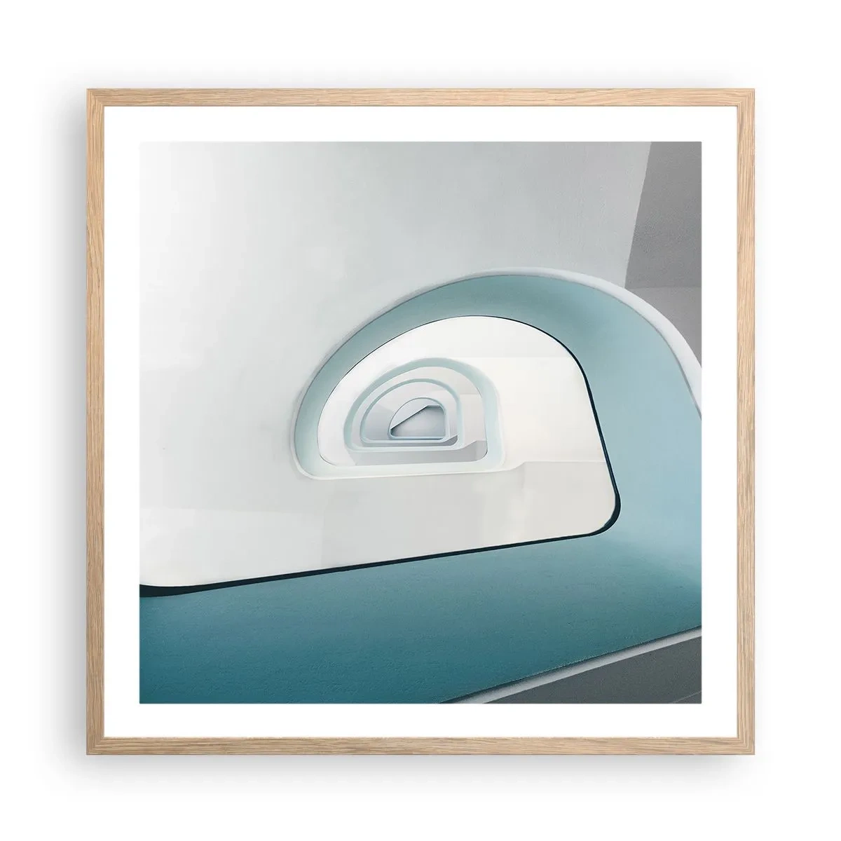 Een poster in een licht eiken lijst - Naar de bodem van de blauwe - 60x60 cm