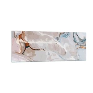 Schilderen op glas - Blauw kronkelt onder het wit - 140x50 cm