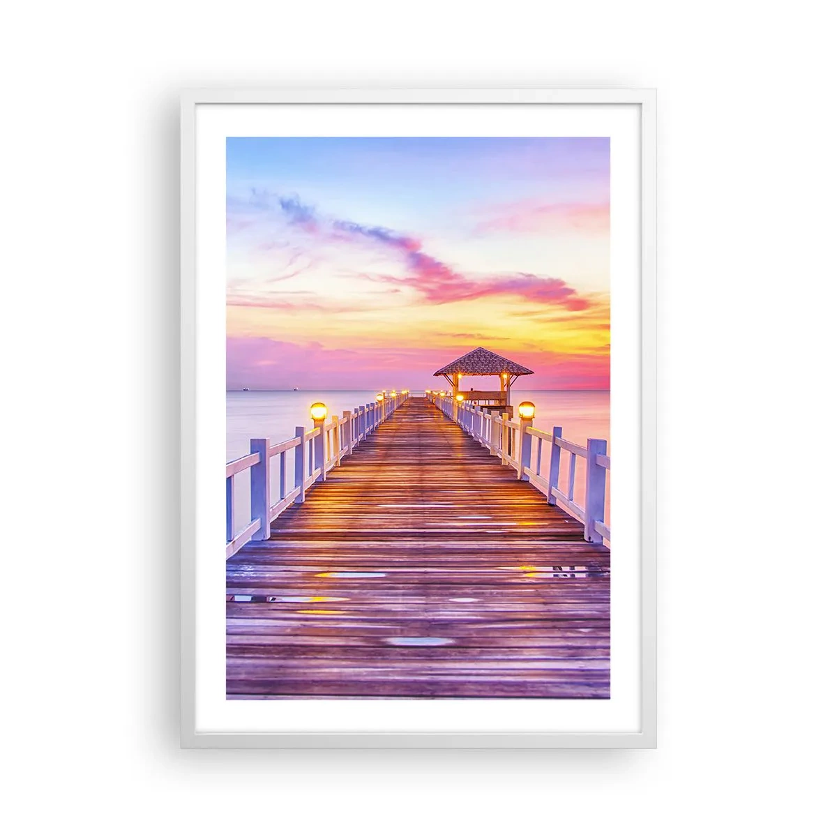 Poster in een witte lijst - De lila-gouden stilte van de avond - 50x70 cm