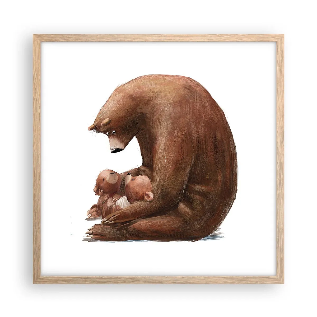 Een poster in een licht eiken lijst - Zoete dromen, kinderen - 50x50 cm