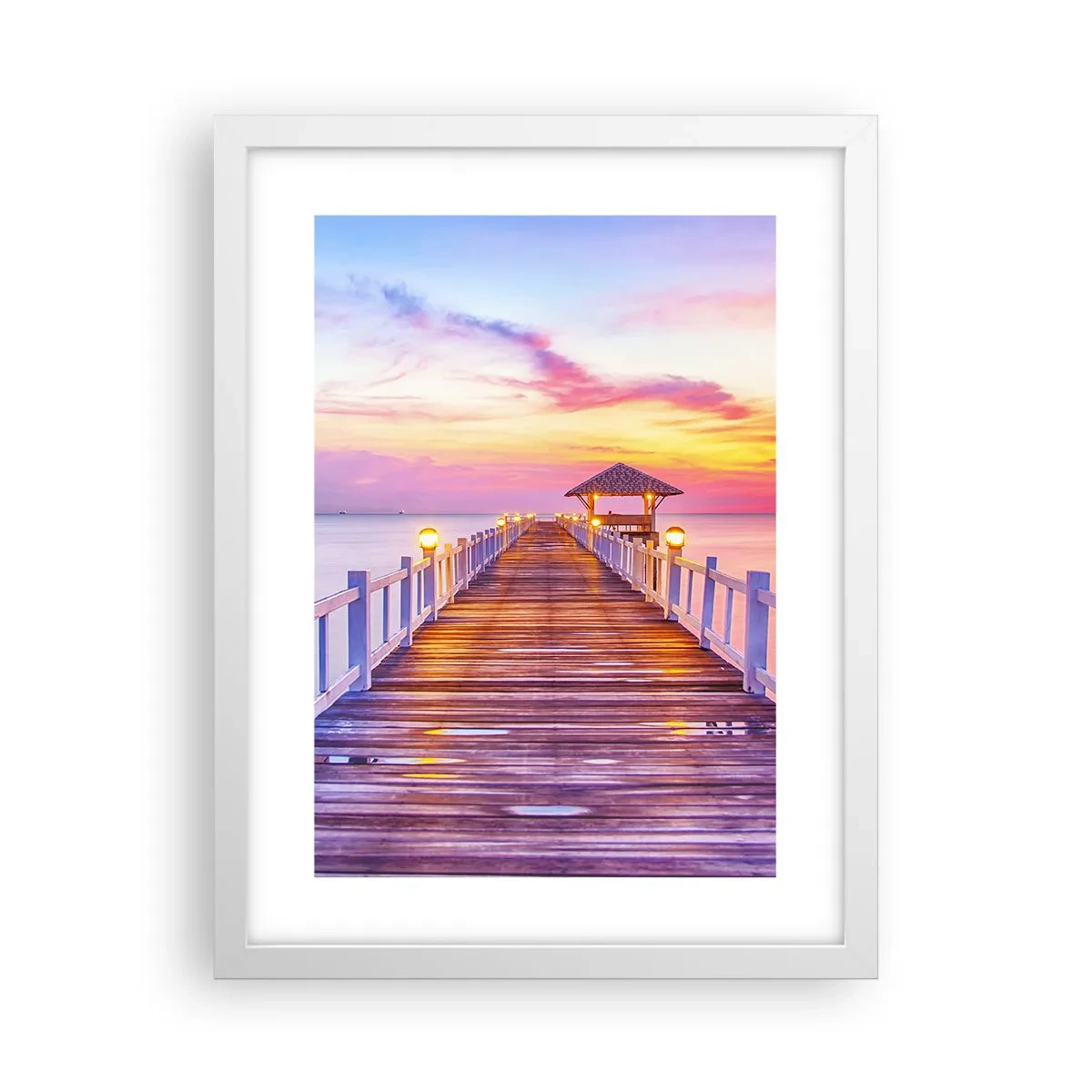 Poster in een witte lijst - De lila-gouden stilte van de avond - 30x40 cm