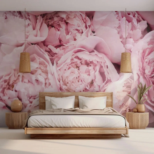 Fotobehang op maat Premium Canvas - Knuffelend en geurig - Pioen, Bloemen, Boeket bloemen