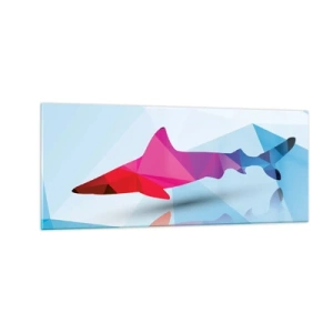 Schilderen op glas - Een haai in een kristallen ruimte - 100x40 cm