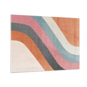 Schilderen op glas - Kleurrijke diagonale strepen op een lichte achtergrond - 70x50cm - Diagonale compositie – beweging - Moderne wanddecoratie voor woonkamer en slaapkamer ARTTOR