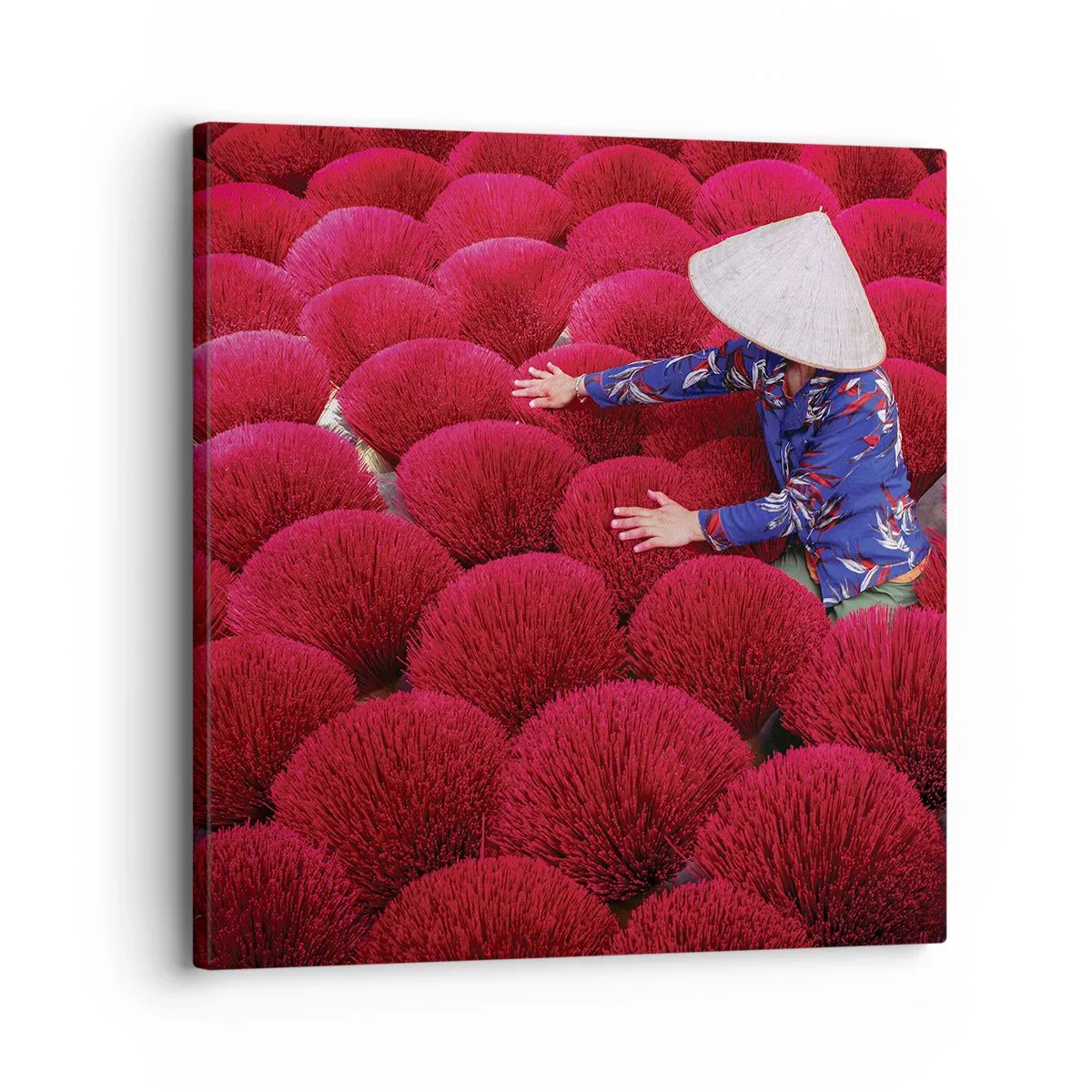 Schilderen op canvas - In het rijstveld - 30x30 cm