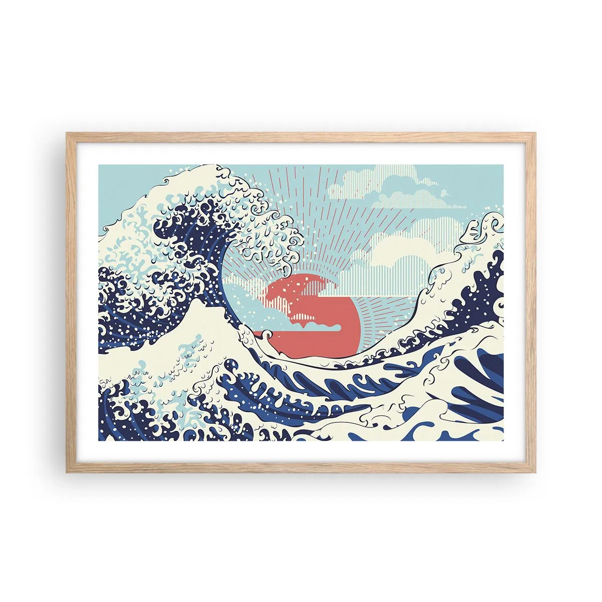 Een poster in een licht eiken lijst - Van Japanse inspiratie - 70x50 cm