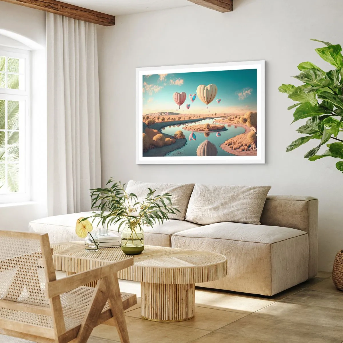 Poster in een witte lijst - Liefde laat je vliegen - 100x70 cm