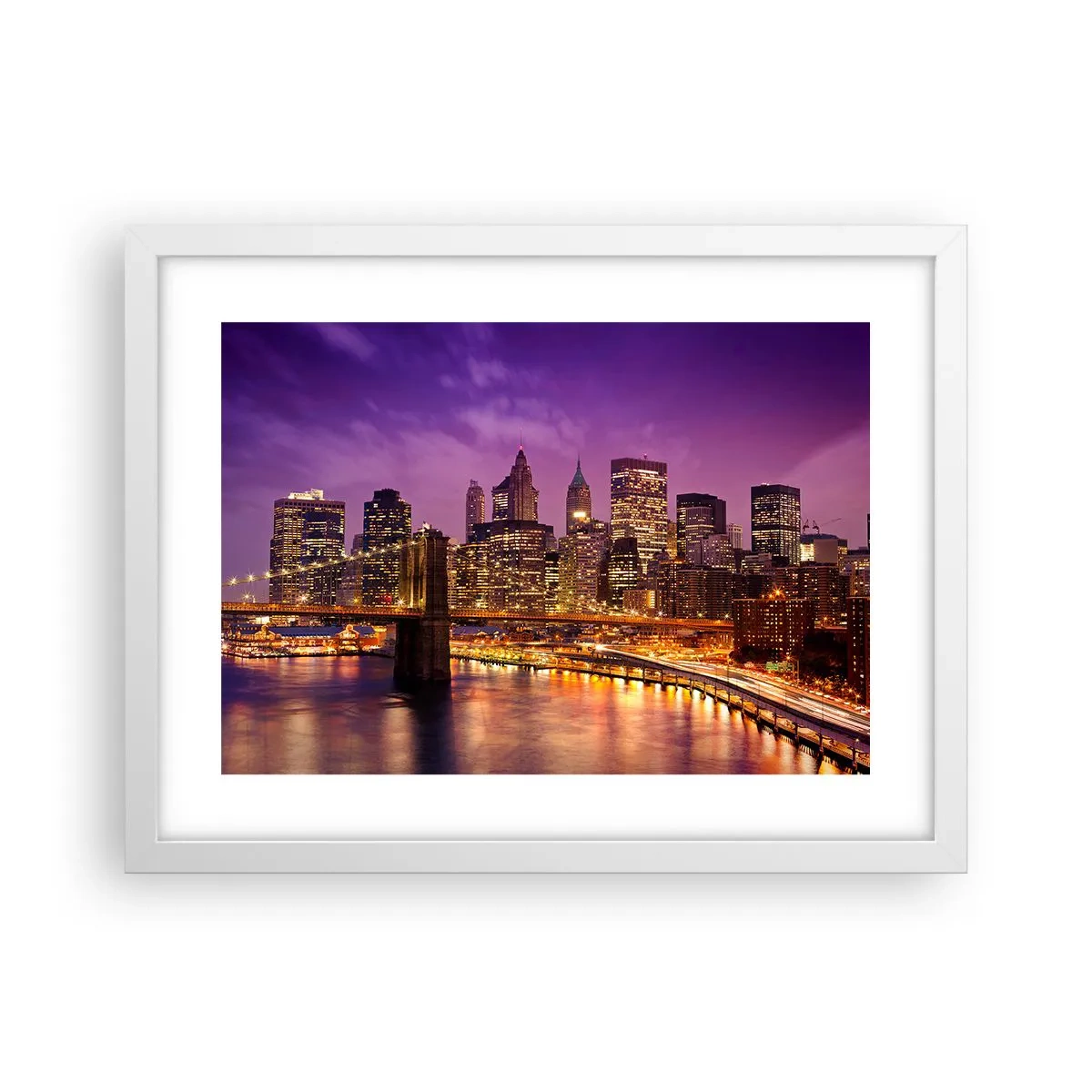 Poster in een witte lijst - Violet-goud Manhattan - 40x30 cm