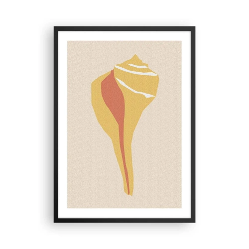 Poster in een zwarte lijst - Minimalistische schelpgraphics in warme kleuren - 50x70cm - Organische abstractie – groei - Moderne wanddecoratie voor woonkamer en slaapkamer ARTTOR