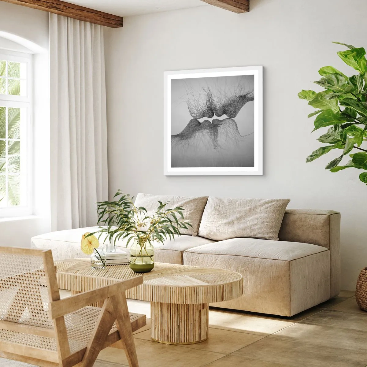 Poster in een witte lijst - Kus van de wind - 40x40 cm