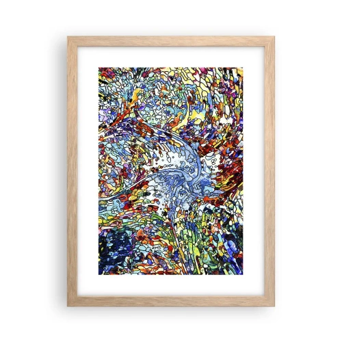 Een poster in een licht eiken lijst - Glas in lood druppel - 30x40 cm