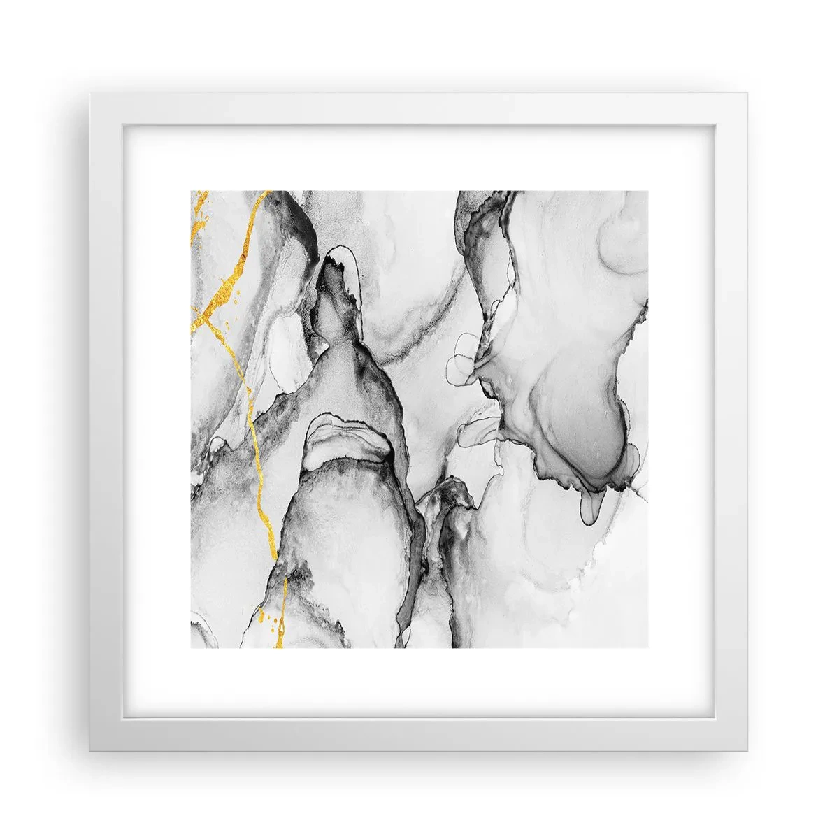 Poster in een witte lijst - Compositie met een gouden motief - 30x30 cm