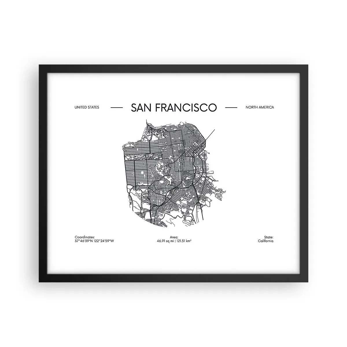Poster in een zwarte lijst - Anatomie van San Francisco - 50x40 cm