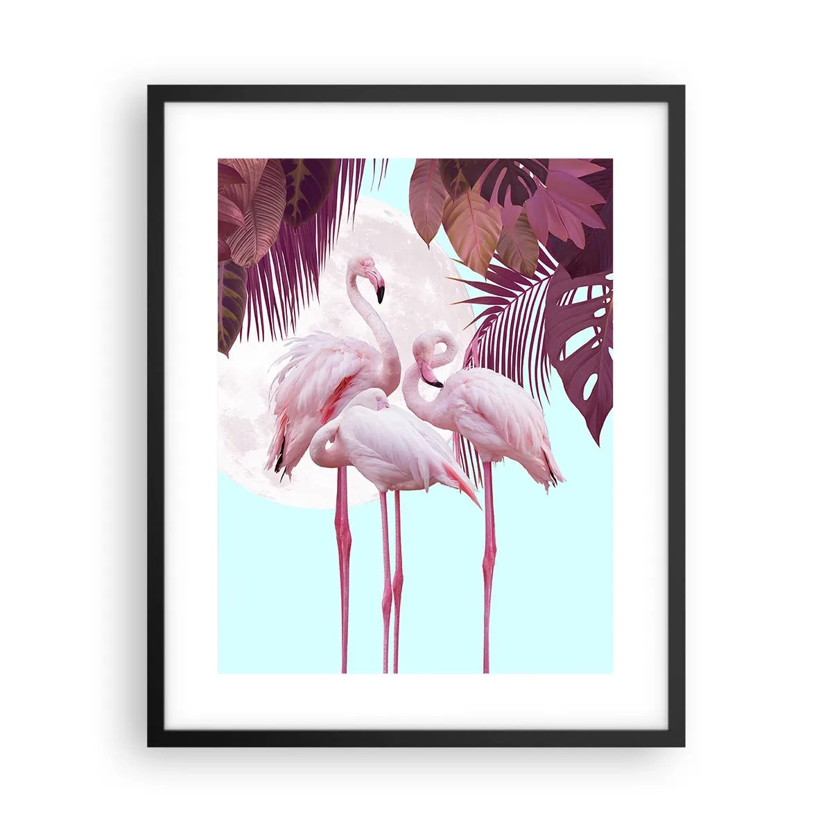 Poster in een zwarte lijst - Drie vogel genaden - 40x50 cm