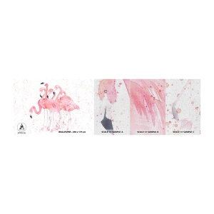 Fotobehang Monster Premium Canvas - Roze ensemble - Flamingo's, Vogels, Grafisch - 100x30 cm